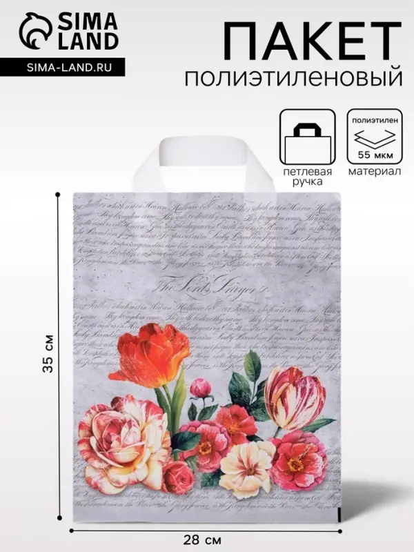 Пакет &laquo;Фреска&raquo;, полиэтиленовый с петлевой ручкой, 28&times;35 см, 55 мкм