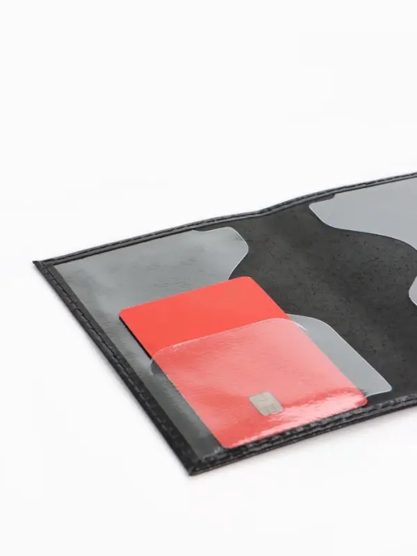 Обложка для паспорта, гладкая, с гербом, с тиснением фольгой, чёрная