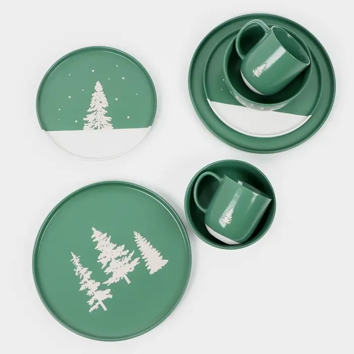 Тарелка новогодняя плоская &laquo;Зимний лес&raquo;, d=21.7 см, ручная работа