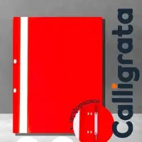 Папка-скоросшиватель Calligrata, А4, 180 мкм, красная, прозрачный верх, с перфорацией