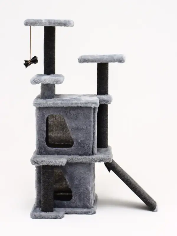 Домик для кошек с когтеточкой, 33&times;40&times;103 см, квадратный, ковролин, серый