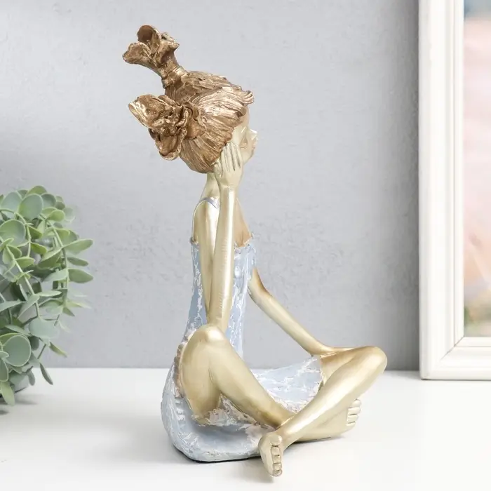 Фигурка полистоун &laquo;Малышка с двумя хвостиками&raquo;, бело-золотой, 21&times;13.5&times;26 см