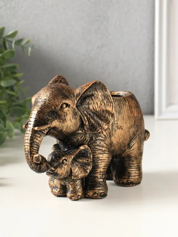Подставка для мелочей &laquo;Слон со слонёнком&raquo;, 16&times;12&times;8 см, под бронзау