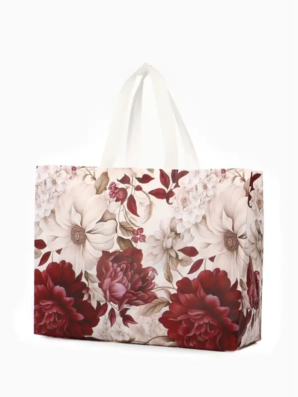 Сумка для покупок &laquo;Пионы&raquo;, многоразовая, бордовая