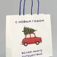 Пакет подарочный крафт &laquo;С Новым годом&raquo;, машинка, 22&times;22&times;11 см