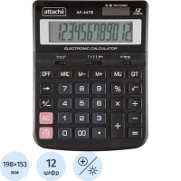 Калькулятор настольный ПОЛНОРАЗМ Attache AF-447B,12р,дв.пит,черн,198x153x42