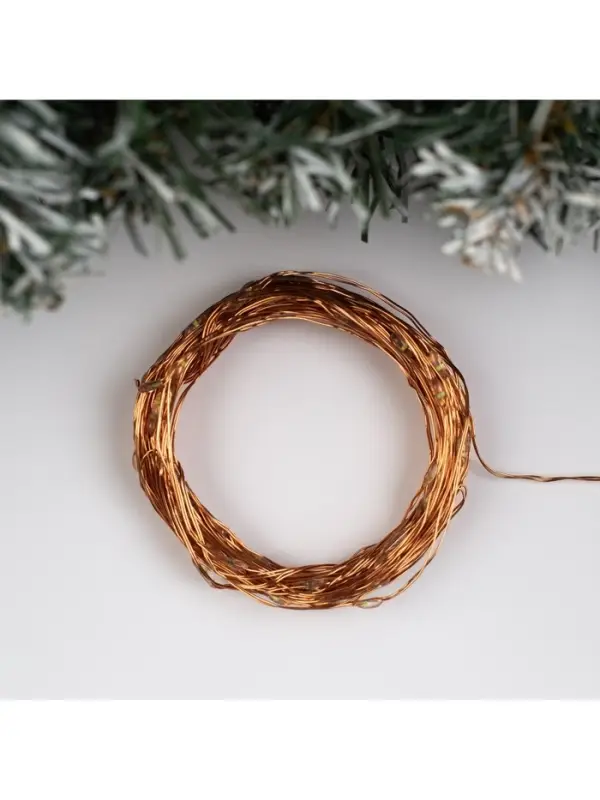 Гирлянда &laquo;Нить&raquo; 10 м, роса, IP20, медная нить, 100 LED, свечение белое, 12 В