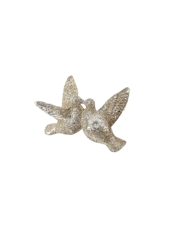 Ёлочное украшение «Праздничное сияние» голубки, 4×8 см, золото Ёлочное украшение «Праздничное сияние» голубки, 4×8 см, золото