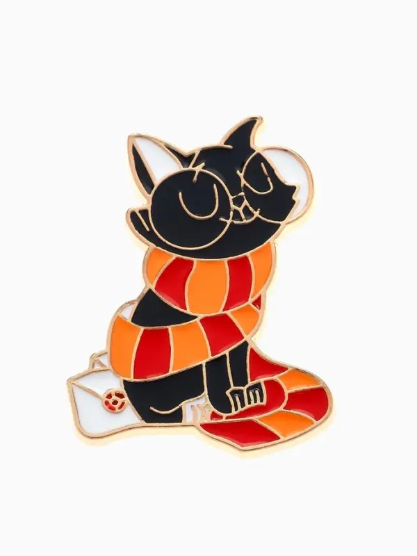 Значок &laquo;Кот&raquo;, гриффиндорец, цветной в золоте