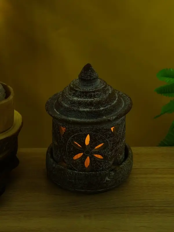 Подсвечник терракота &laquo;Фонарь&raquo;, 14.5&times;14.5&times;21 см