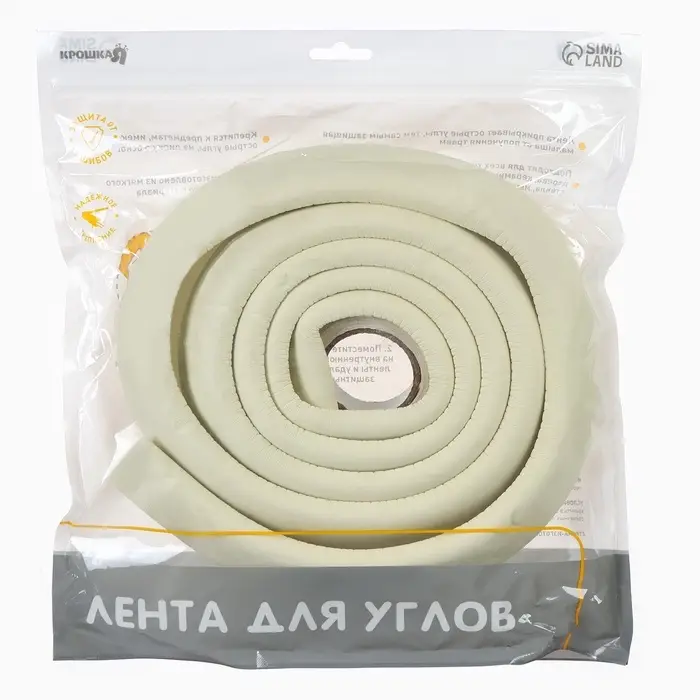 Лента защитная для углов мебели Крошка Я, 2 м, ширина 3.5 см, L-профиль, белый