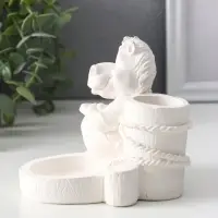 Подсвечник на 2 свечи «Конь с книгой», гипс, 10×11×11 см, натуральный