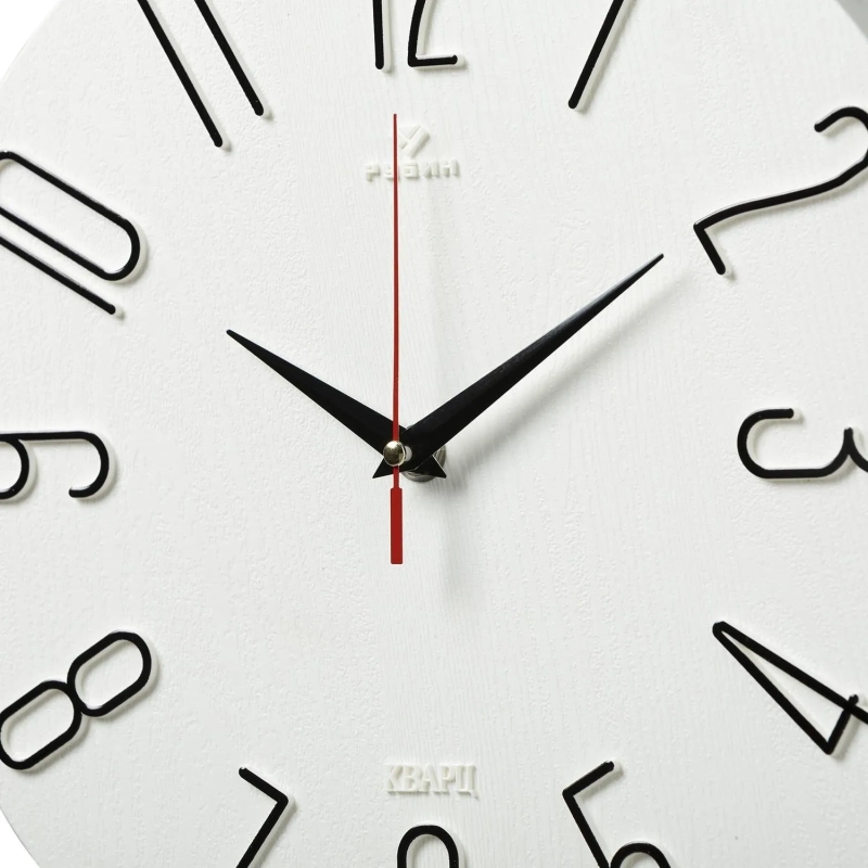 Часы настенные d=30см, корпус  белый+черный Классика арт.3010-001