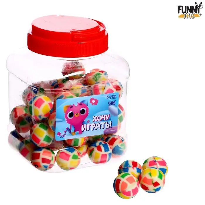 Мяч каучуковый, попрыгунчик «Хочу играть», в банке, 50 шт Мяч каучуковый, попрыгунчик «Хочу играть», в банке, 50 шт