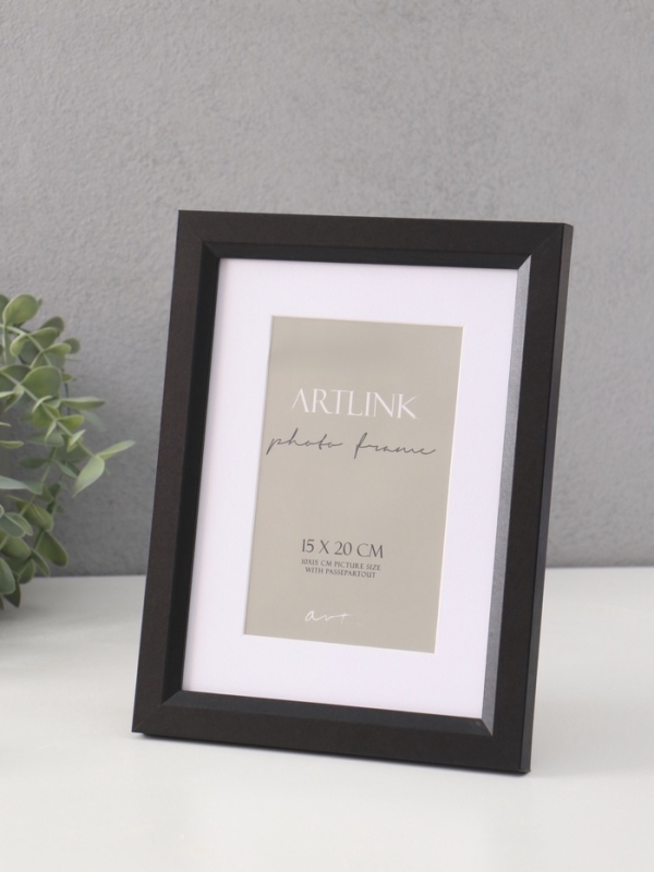 Фоторамка МДФ Фоторамка МДФ "Anna" 15х20 см, с паспарту (10х15 см), чёрный (пластиковый экран)