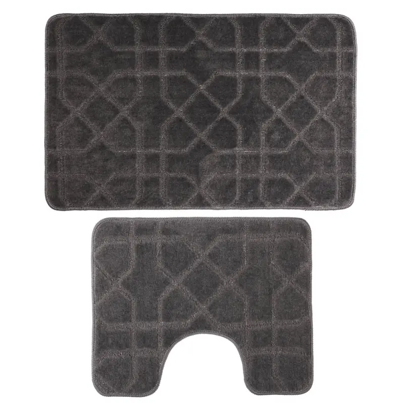 Набор ковриков для ванной и туалета тм VETTA Геометрия, 50x80см + 50x40см, полиэстер, 3 цвета