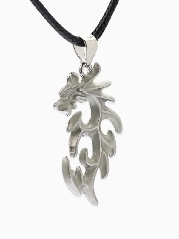 Кулон унисекс &laquo;Дракон&raquo;, светящийся, цвет серебро на чёрном шнурке, 44 см