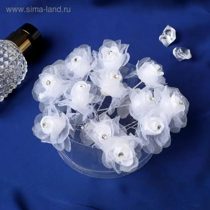 Шпилька для волос «Нежная розочка», 3×6.5 см, белая Шпилька для волос «Нежная розочка», 3×6.5 см, белая