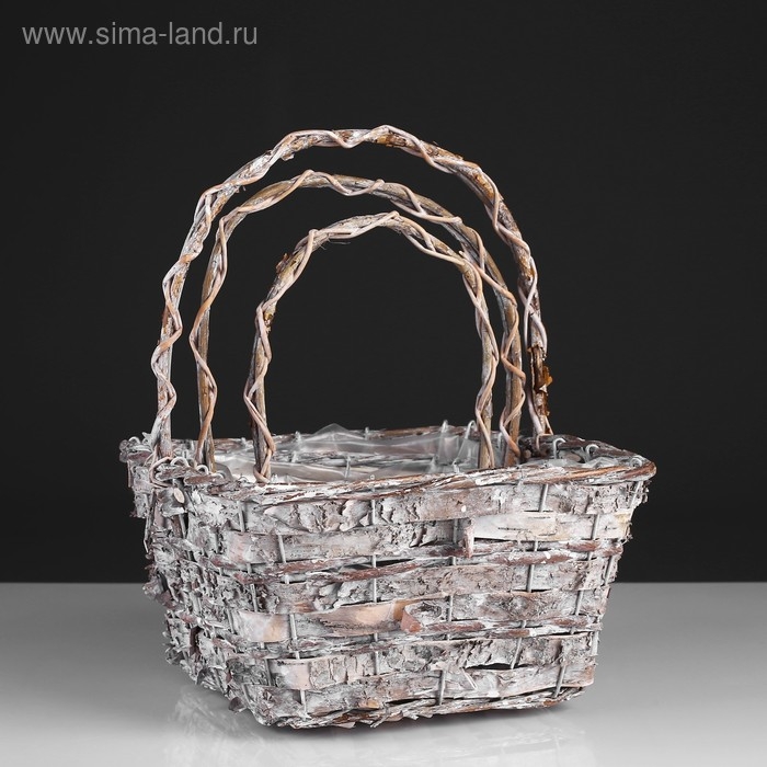 Набор корзин «Корзиночка», 3 шт: 25×25×14/32 см, 20×20×14/29 см, 15×15×12/25 см Набор корзин «Корзиночка», 3 шт: 25×25×14/32 см, 20×20×14/29 см, 15×15×12/25 см