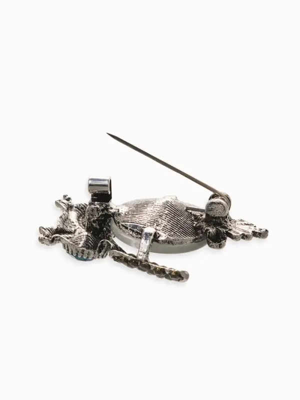 Брошь &laquo;Сова круглая&raquo;, белый, синяя в чернёном серебре