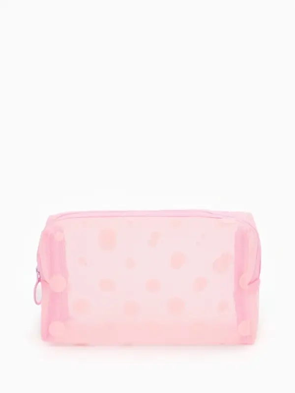 Косметичка дор Горох, сетка 18*7,5*10, отд на молнии, розовый Косметичка дор Горох, сетка 18*7,5*10, отд на молнии, розовый