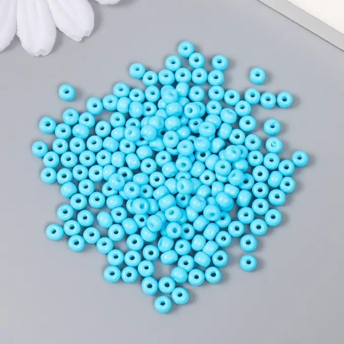 Бисер стекло 6/0  Бисер стекло 6/0 "Детский голубой" 15 гр