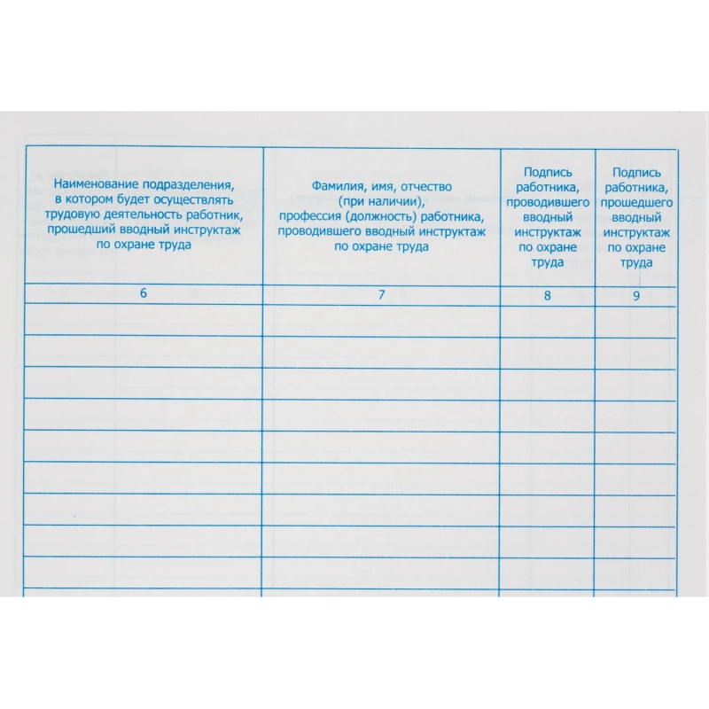Журнал регистрации вводного инструктажа по охране труда, бумвинил,96л,офсет
