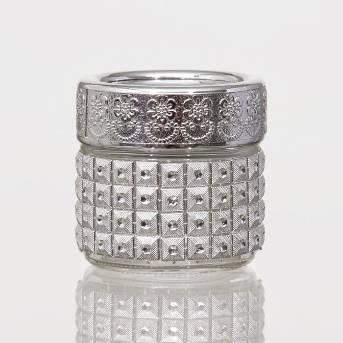 Банка стеклянная для хранения сыпучих продуктов «Сильвер», 100 мл, 5,7×5,5 см, с пластиковой крышкой, цвет серебряный