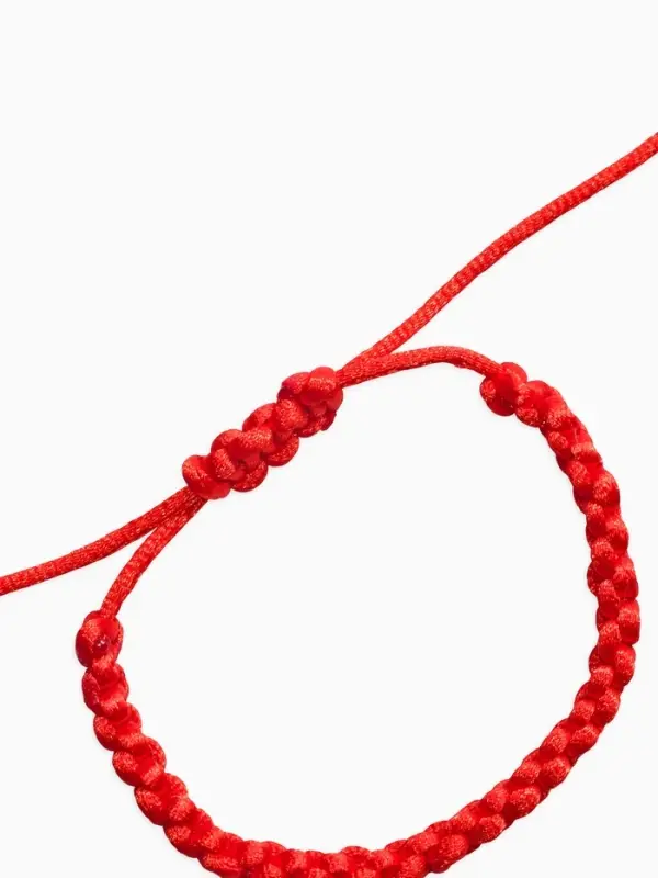 Браслет-оберег набор 2 шт &laquo;Красная нить&raquo;, косичка, бусины, цвет красный  в золоте