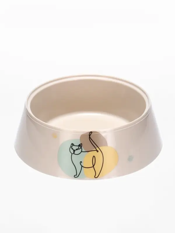 Миска  Миска "Мур-мяу" для кошек 0,3 л, 14,5 x 14,5 x 4 см, светло-бежевый