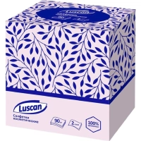 Салфетки косметические Luscan 2сл 90шт/уп в кубе белые