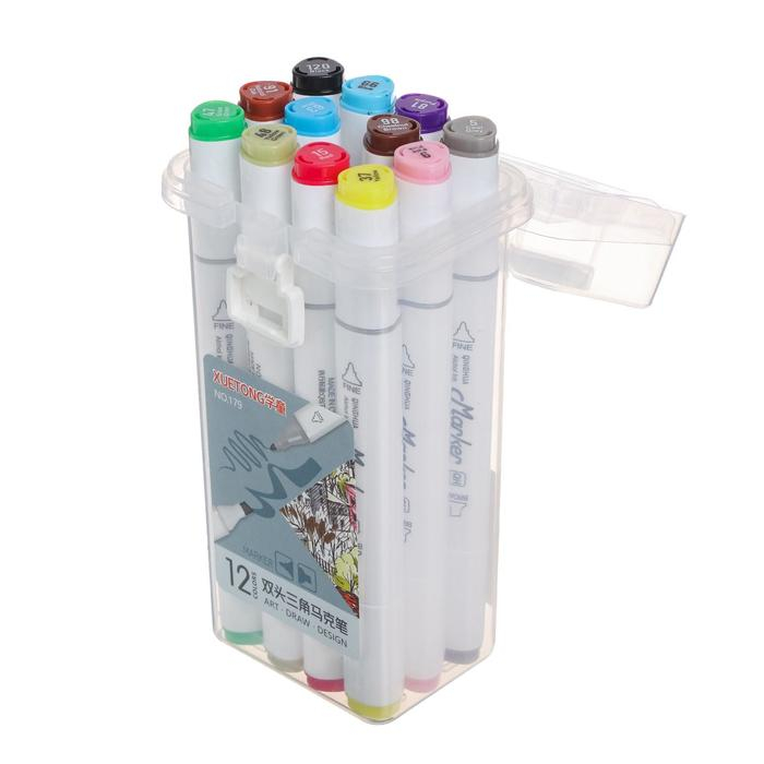 Набор маркеров для скетчинга двусторонние 12 штук/12 цветов Набор маркеров для скетчинга двусторонние 12 штук/12 цветов