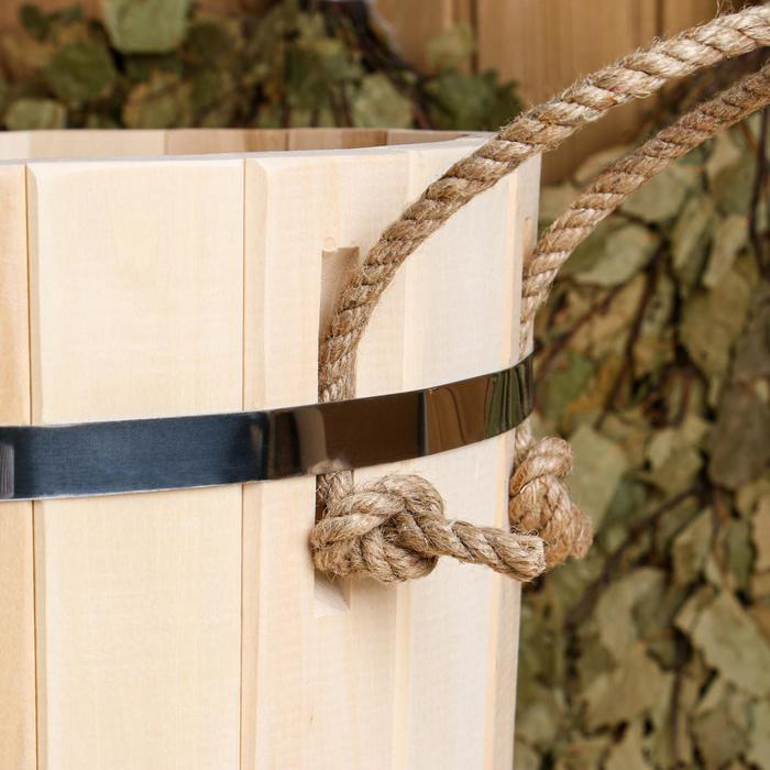 Запарник-ведро из липы, 13 л, пластиковая вставка, с крышкой,  Запарник-ведро из липы, 13 л, пластиковая вставка, с крышкой, "Добропаровъ"