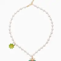 Колье на жемчужной дорожке &laquo;Пчёлка&raquo;, цветная в золоте, 40 см