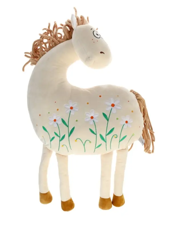 Мягкая игрушка Мягкая игрушка "Конь Даниэль", белый с ромашками, 40 см