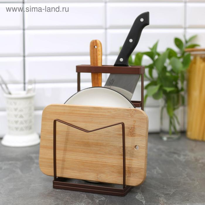 Подставка для ножей и разделочных досок Доляна «Лофт», 13,5×12,5×21,5 см, цвет коричневый Подставка для ножей и разделочных досок Доляна «Лофт», 13,5×12,5×21,5 см, цвет коричневый