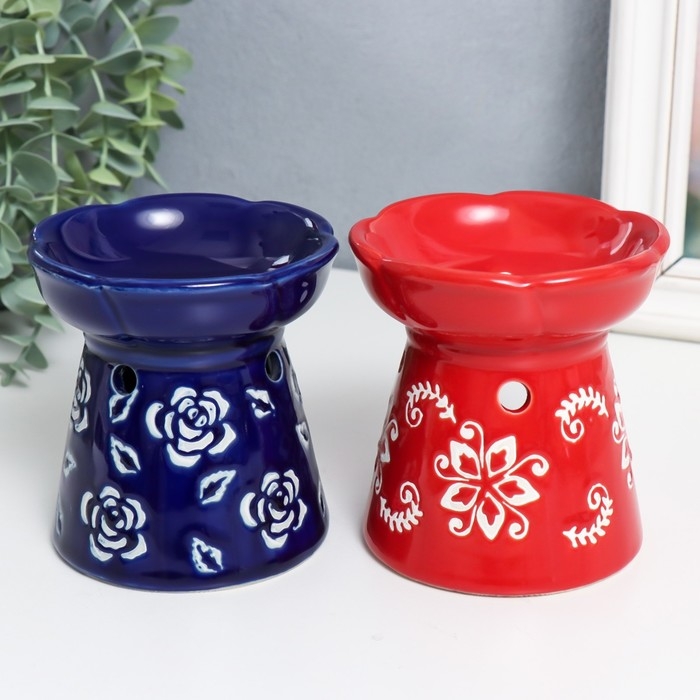 Аромалампа керамика Аромалампа керамика "Цветы и веточки" МИКС 10х10х10,5 см