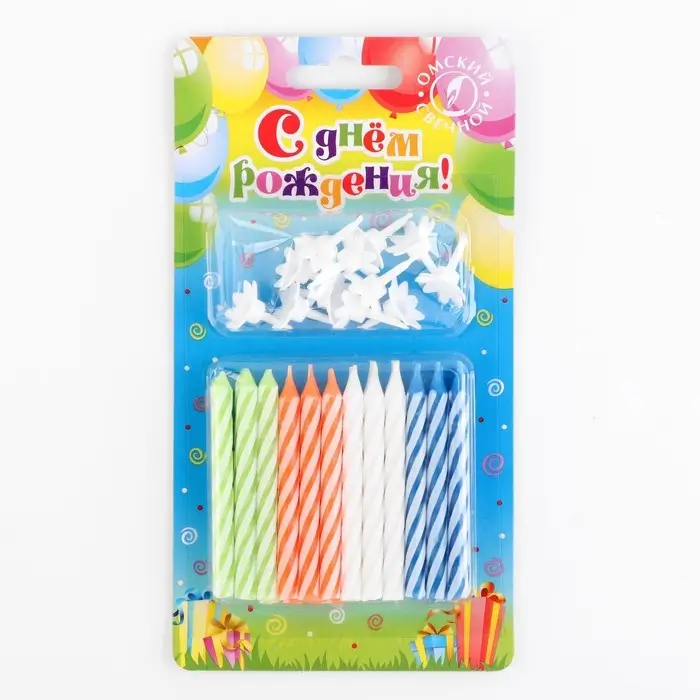 Свечи в торт &laquo;Спираль&raquo;, 8 см, классические, микс