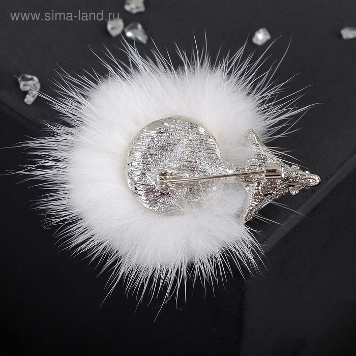 Брошь «Ёжик» пушистый, цвет белый в серебре Брошь «Ёжик» пушистый, цвет белый в серебре