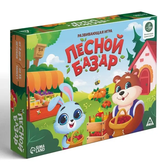 Настольная игра &laquo;Лесной базар&raquo;, 60 купюр, 38 карт, поле, кубик, 4 фишки, 5+