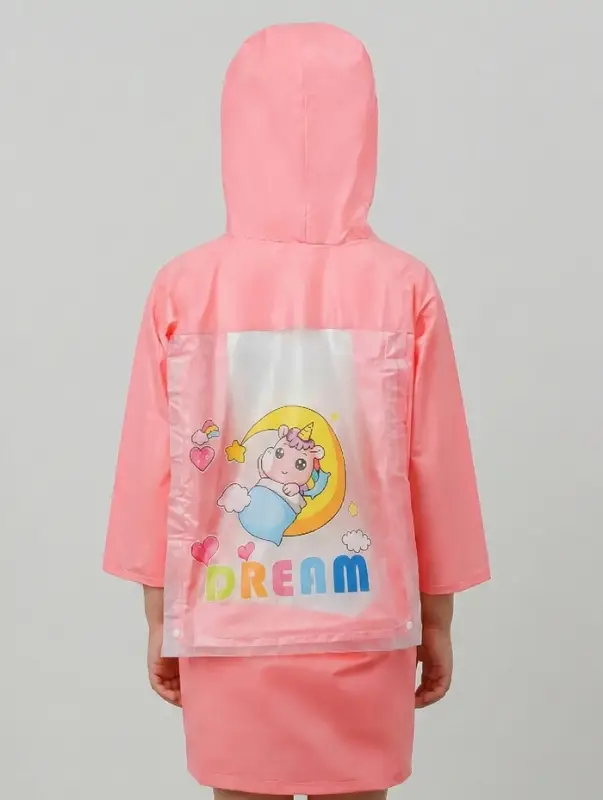 Дождевик детский, розовый единорог, рост 120-130 накл ОТ