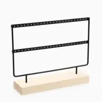 Подставка под серьги QF, 2 яруса, на 24 пары серёг, 27&times;7&times;20 см, чёрная