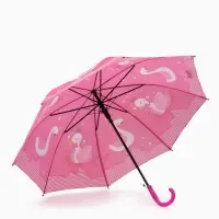 Зонт - трость детский &laquo;Лебеди&raquo;, полуавтоматический, R=43/50 см, розовый