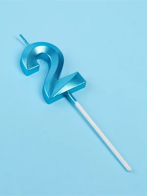 Свеча в торт на шпажке &laquo;Грань&raquo;, цифра 2, голубая, 5 см