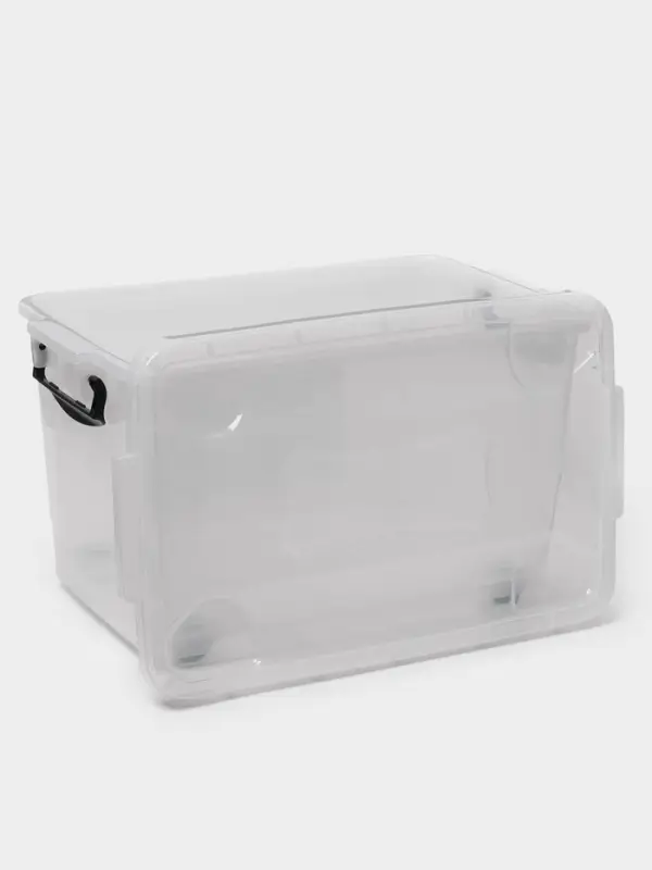 Контейнер для хранения с крышкой, 35 л, 50&times;31&times;28 см, на колёсах, прозрачный, ручки МИКС