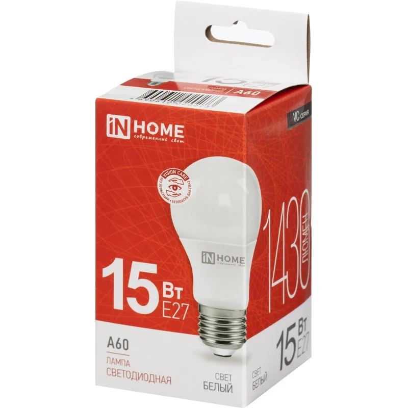 Лампа светодиодная LED-A60-VC 15Вт 230В Е27 4000К IN HOME