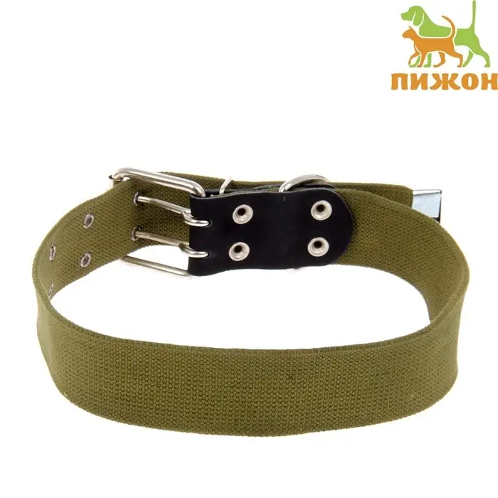 Ошейник брезентовый однослойный, 84&times;4.5 см, ОШ 50-70 см, хаки