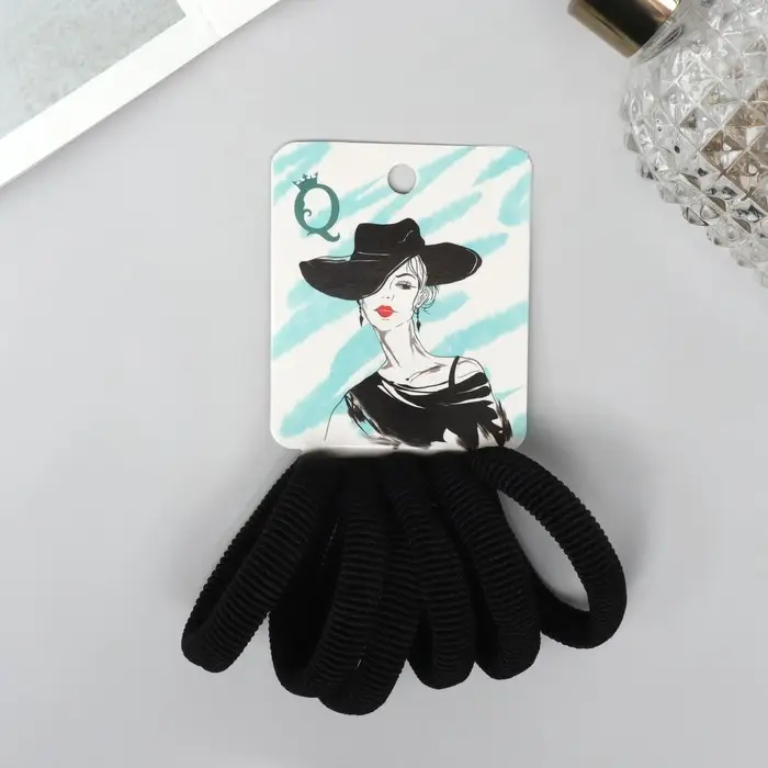 Резинка для волос "Амелия" (набор 6 шт) мечты, 4 см, чёрный