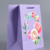 Пакет подарочный ламинированный &laquo;Цветочная симфония&raquo;, сиреневый, 18&times;22.3&times;10 см