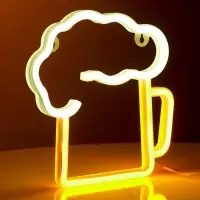 Неоновая вывеска &laquo;Кружка пенного&raquo; 22&times;22 см, от батареек ААх3, USB, свечение жёлто-белое